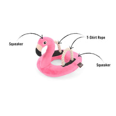 Tropical Paradise Dog Toy - Flamingo Float