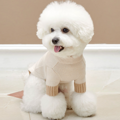 Tone on Tone Lambswool Dog Sweater Cream