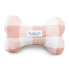 Blush Pink Gingham Squeaky Dog Toy
